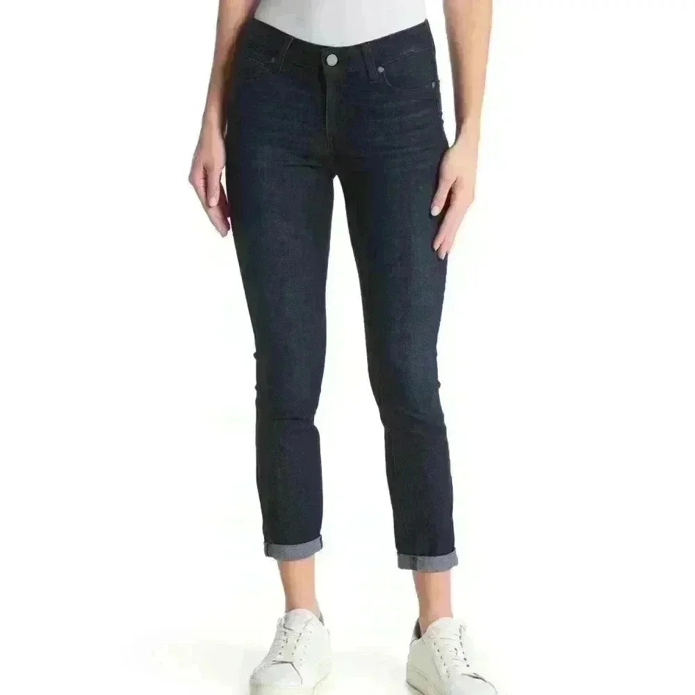 PAIGE Dark Indigo Cropped Ankle Jeans